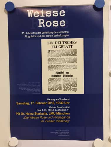 Vortrag „Die Weisse Rose und Propaganda im Zweiten Weltkrieg“ am 17. Februar 2018